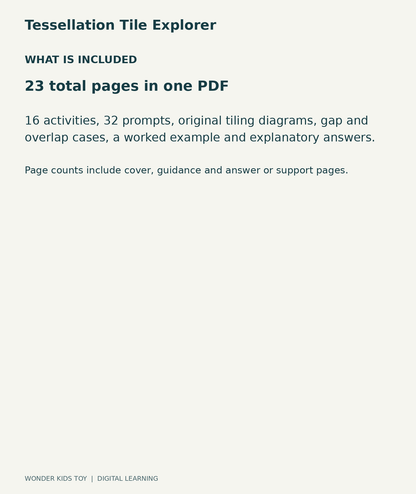 Tessellation Tile Explorer: contents overview, one PDF with 23 total pages