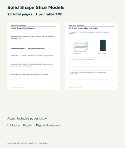 Solid Shape Slice Models: actual included PDF cover and page 6, 23 total pages