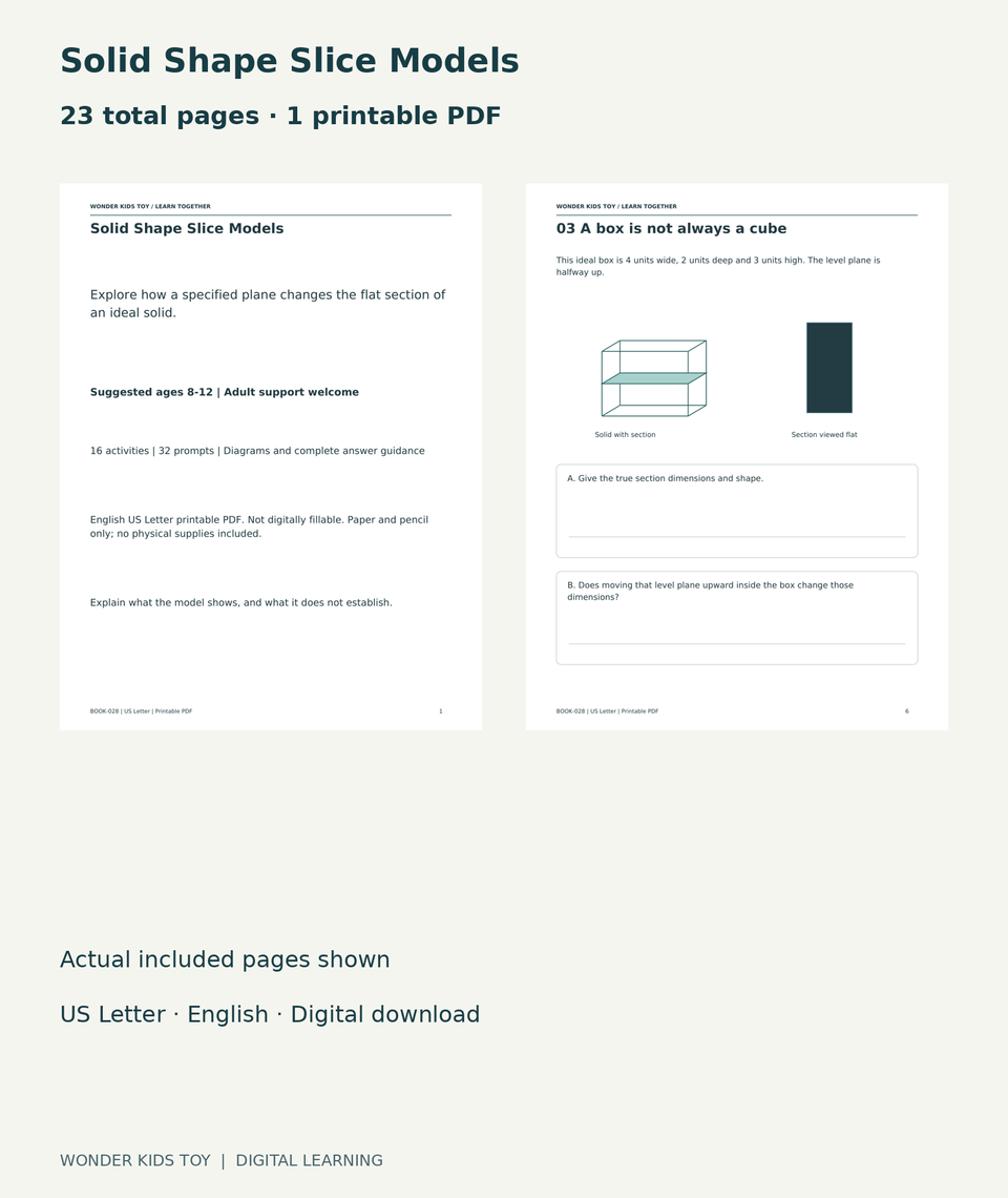 Solid Shape Slice Models: actual included PDF cover and page 6, 23 total pages