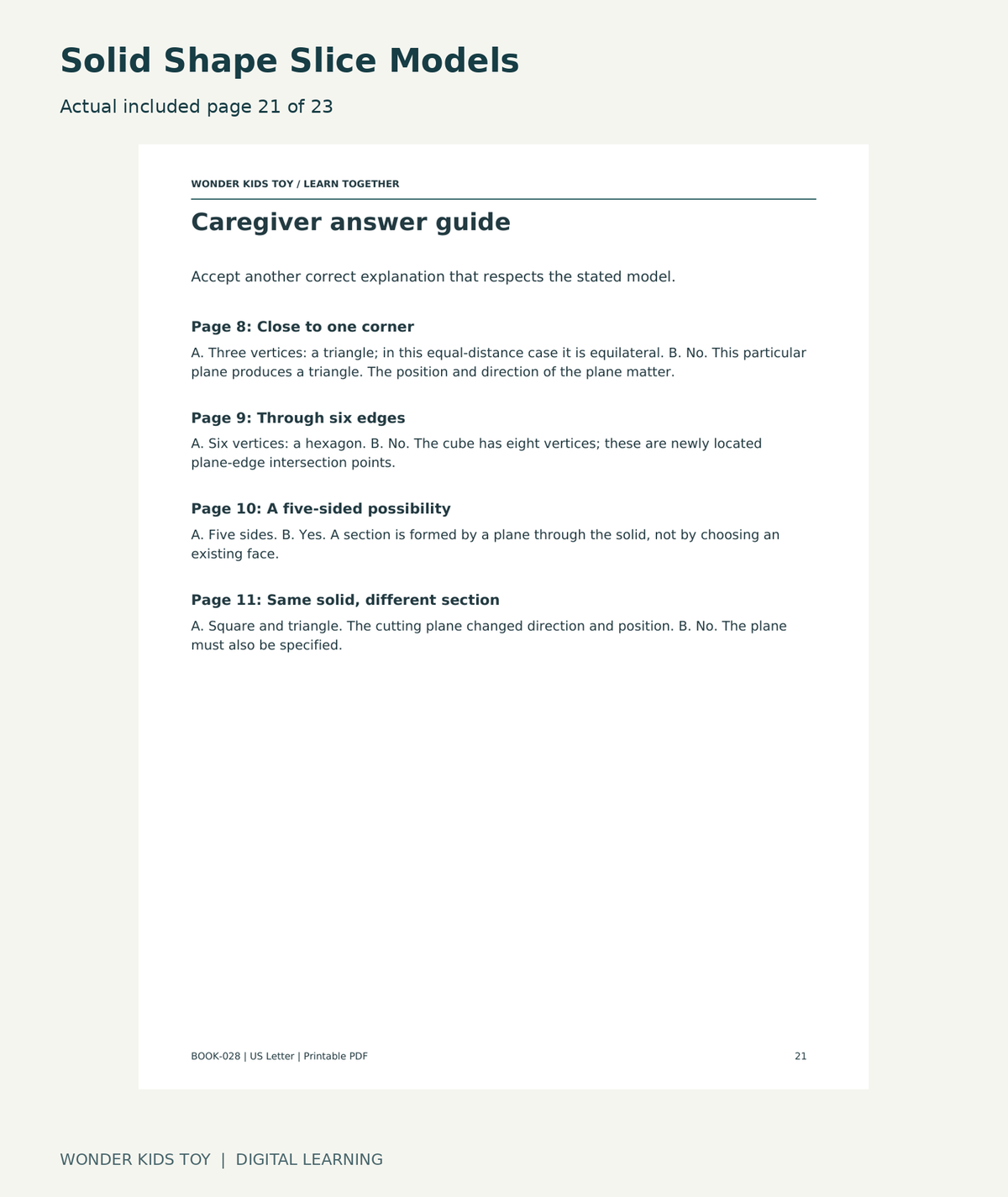 Solid Shape Slice Models: actual included PDF page 21 of 23