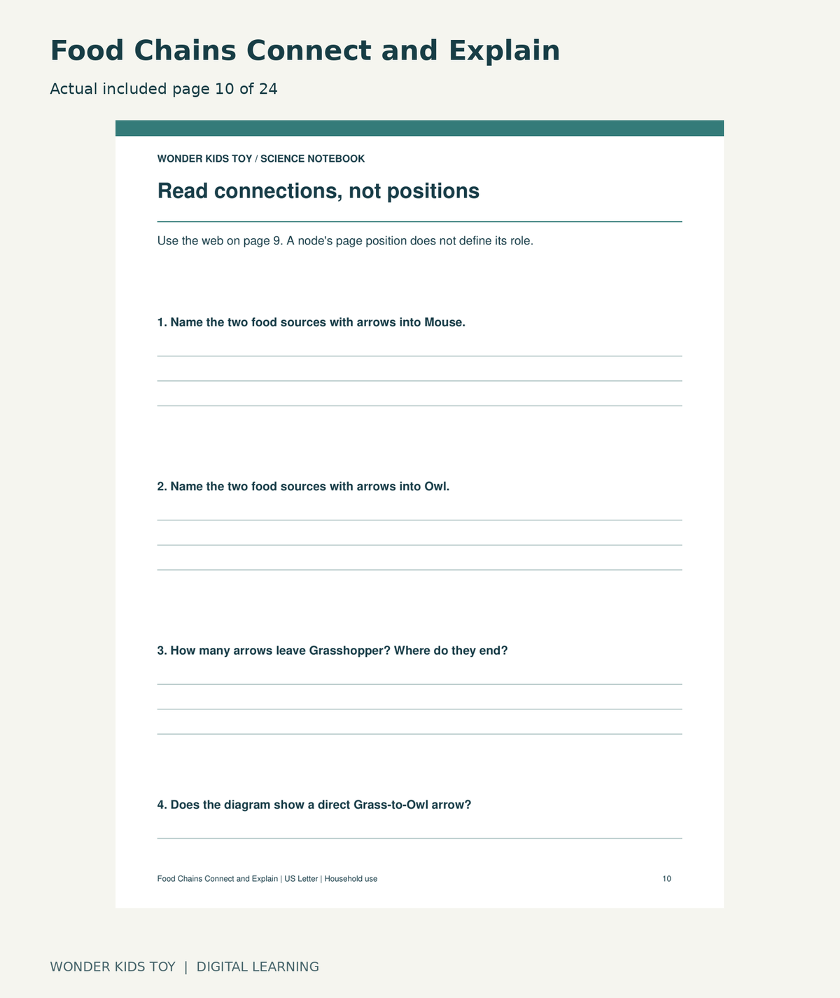 Food Chains Connect and Explain: actual included PDF page 10 of 24