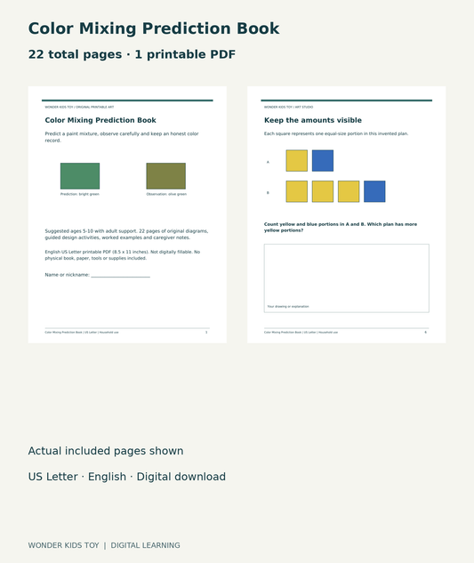 Color Mixing Prediction Book: actual included PDF cover and page 6, 22 total pages