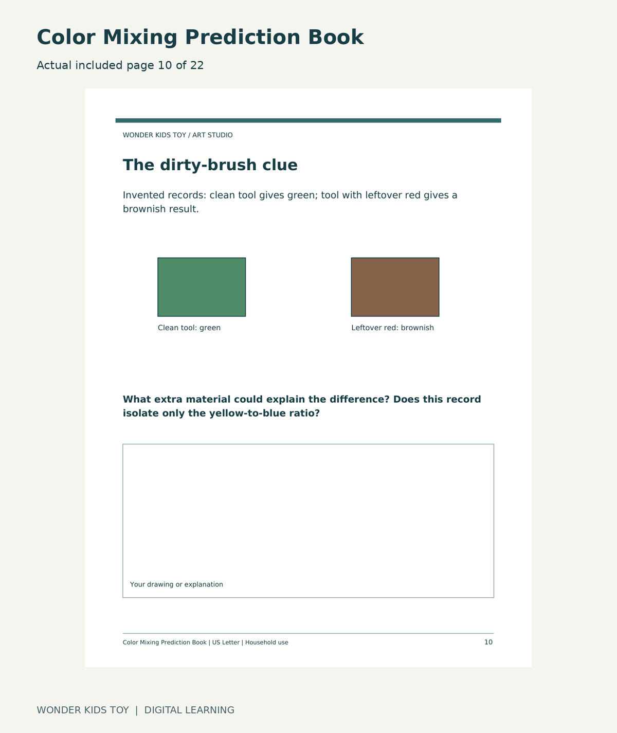 Color Mixing Prediction Book: actual included PDF page 10 of 22