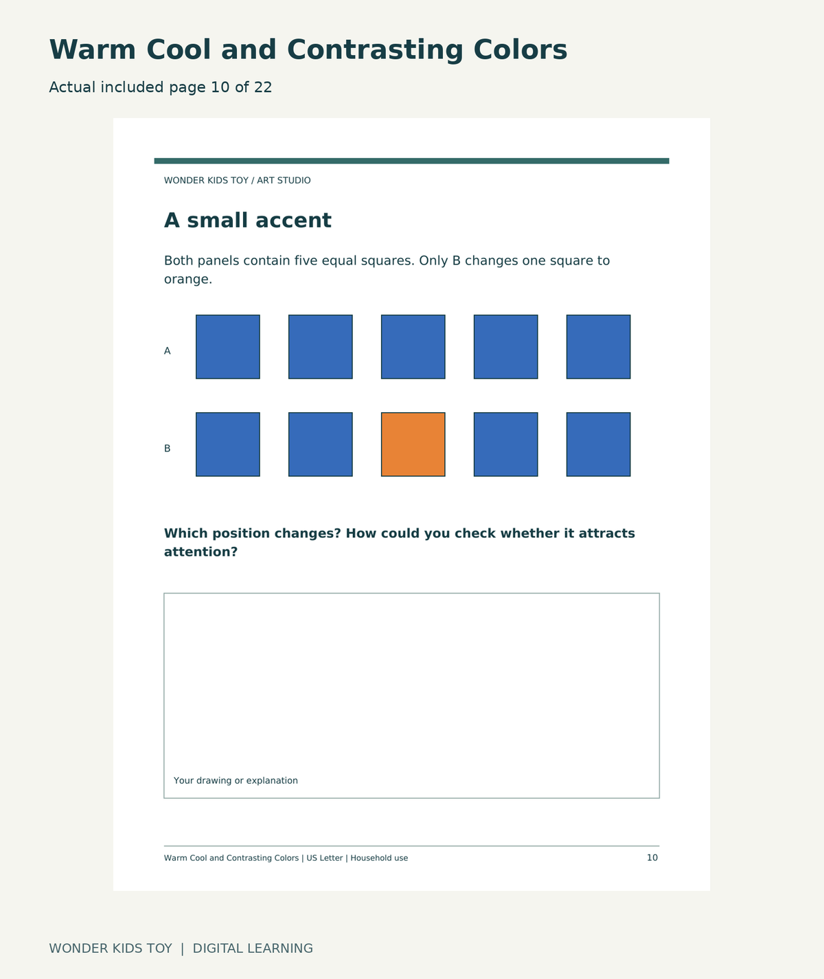 Warm Cool and Contrasting Colors: actual included PDF page 10 of 22