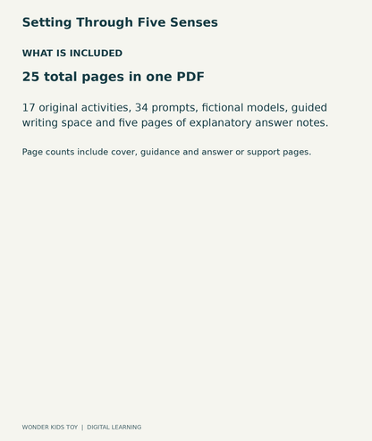 Setting Through Five Senses: contents overview, one PDF with 25 total pages