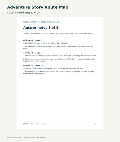 Adventure Story Route Map: actual included PDF page 23 of 25