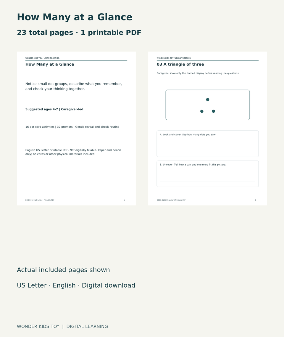 How Many at a Glance: actual included PDF cover and page 6, 23 total pages