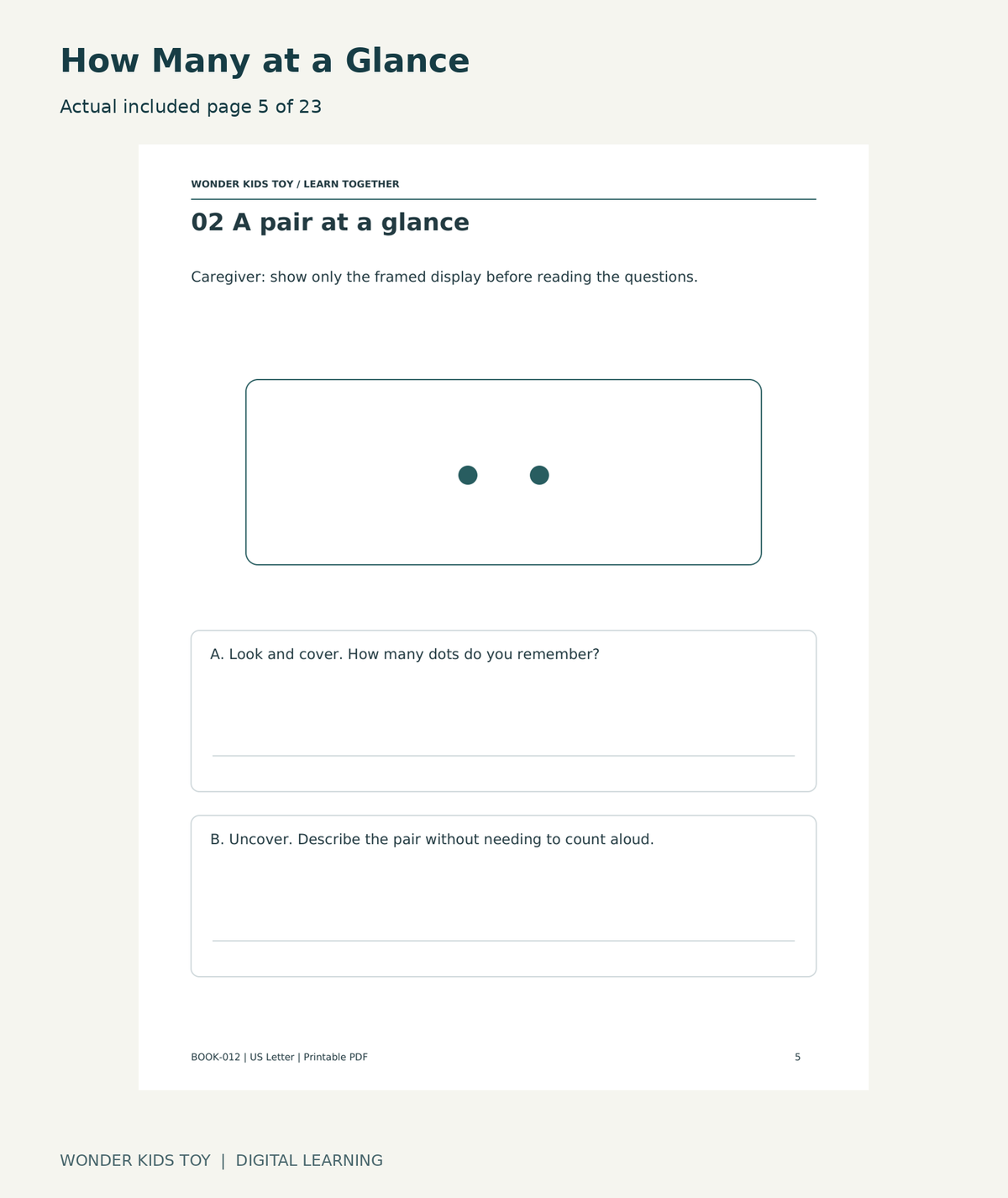 How Many at a Glance: actual included PDF page 5 of 23