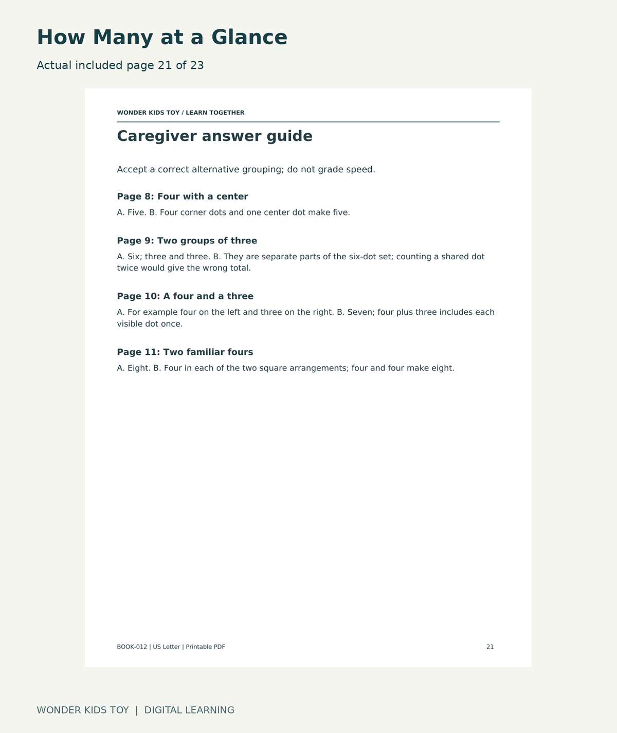 How Many at a Glance: actual included PDF page 21 of 23