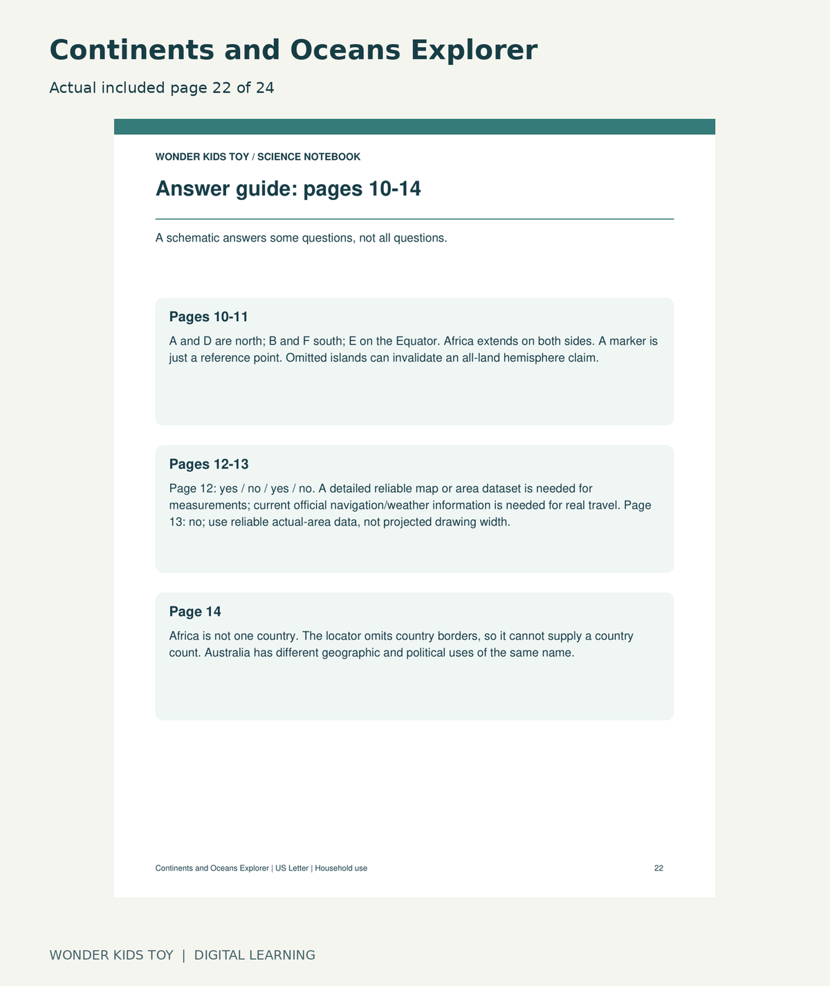 Continents and Oceans Explorer: actual included PDF page 22 of 24