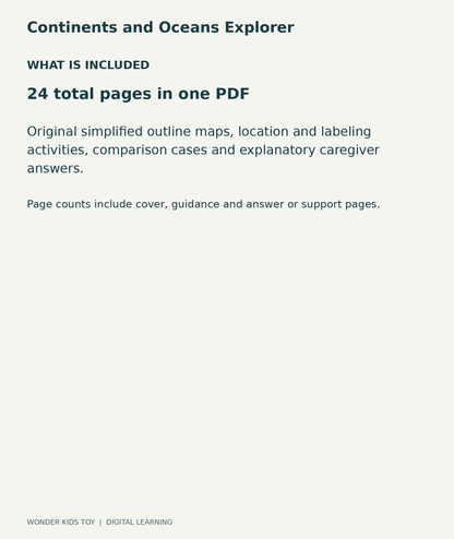 Continents and Oceans Explorer: contents overview, one PDF with 24 total pages