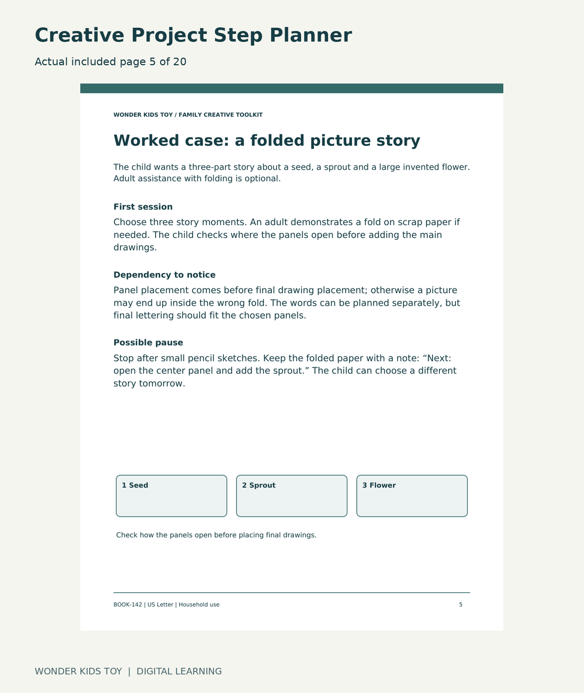 Creative Project Step Planner: actual included PDF page 5 of 20