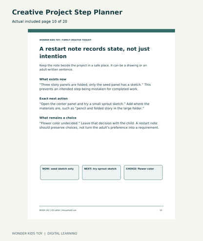 Creative Project Step Planner: actual included PDF page 10 of 20
