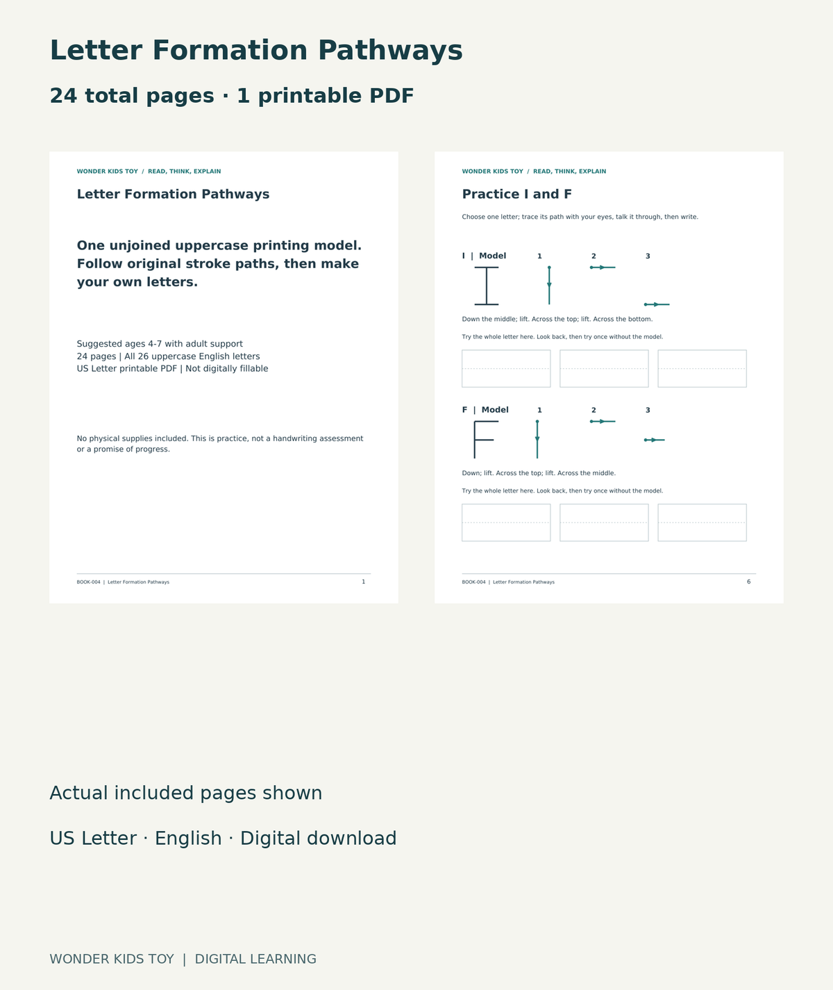 Letter Formation Pathways: actual included PDF cover and page 6, 24 total pages