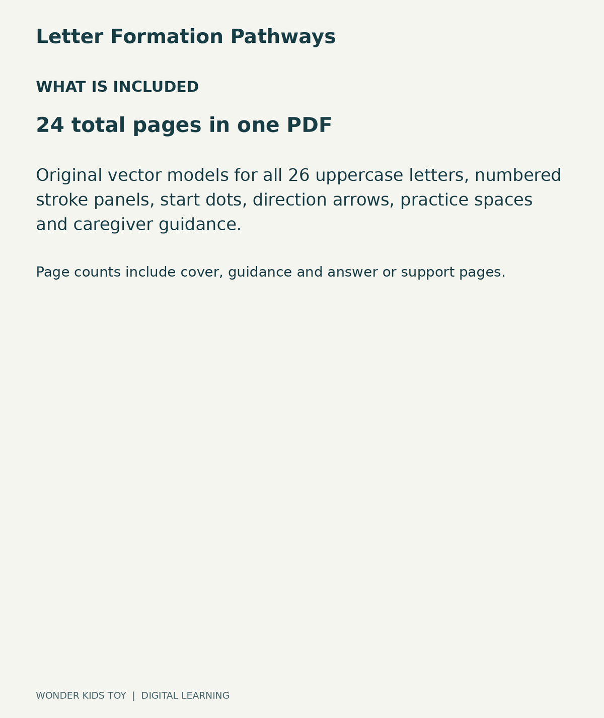 Letter Formation Pathways: contents overview, one PDF with 24 total pages