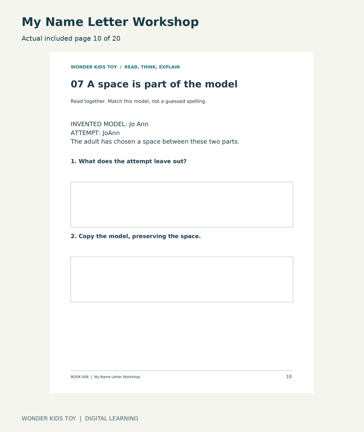 My Name Letter Workshop: actual included PDF page 10 of 20