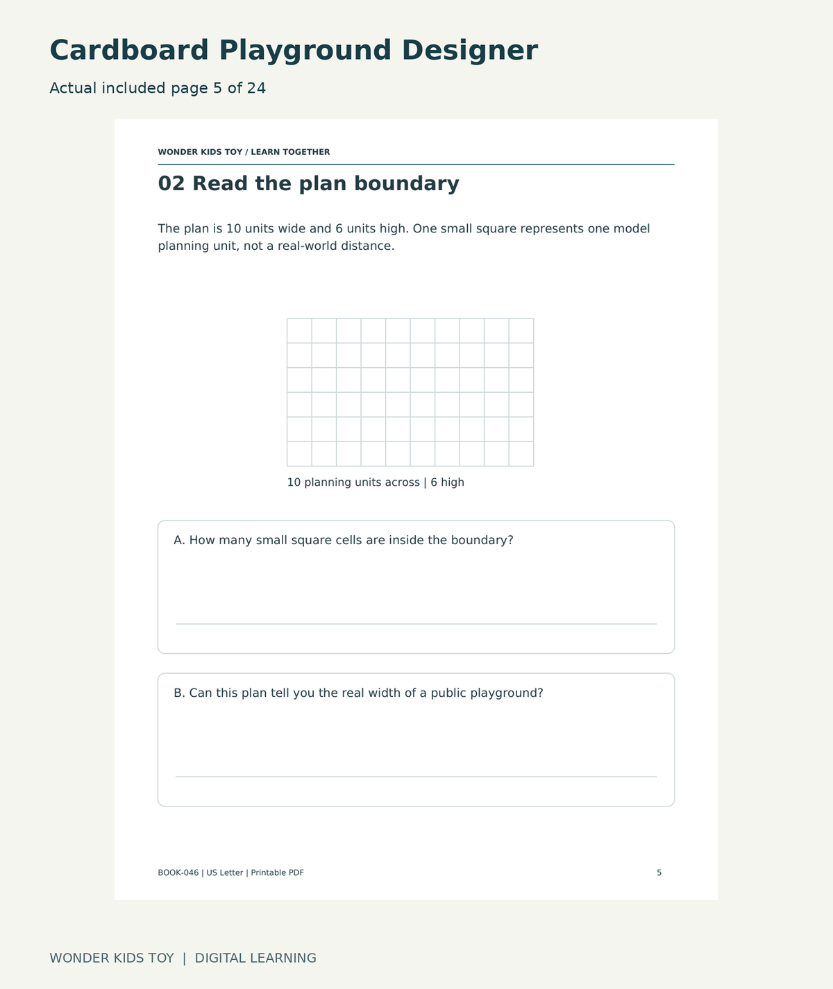 Cardboard Playground Designer: actual included PDF page 5 of 24