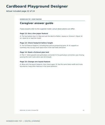 Cardboard Playground Designer: actual included PDF page 22 of 24
