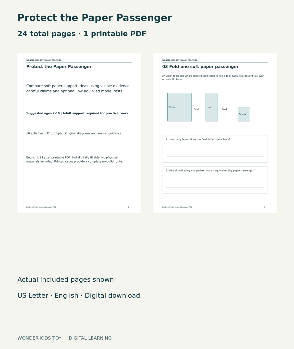 Protect the Paper Passenger: actual included PDF cover and page 6, 24 total pages