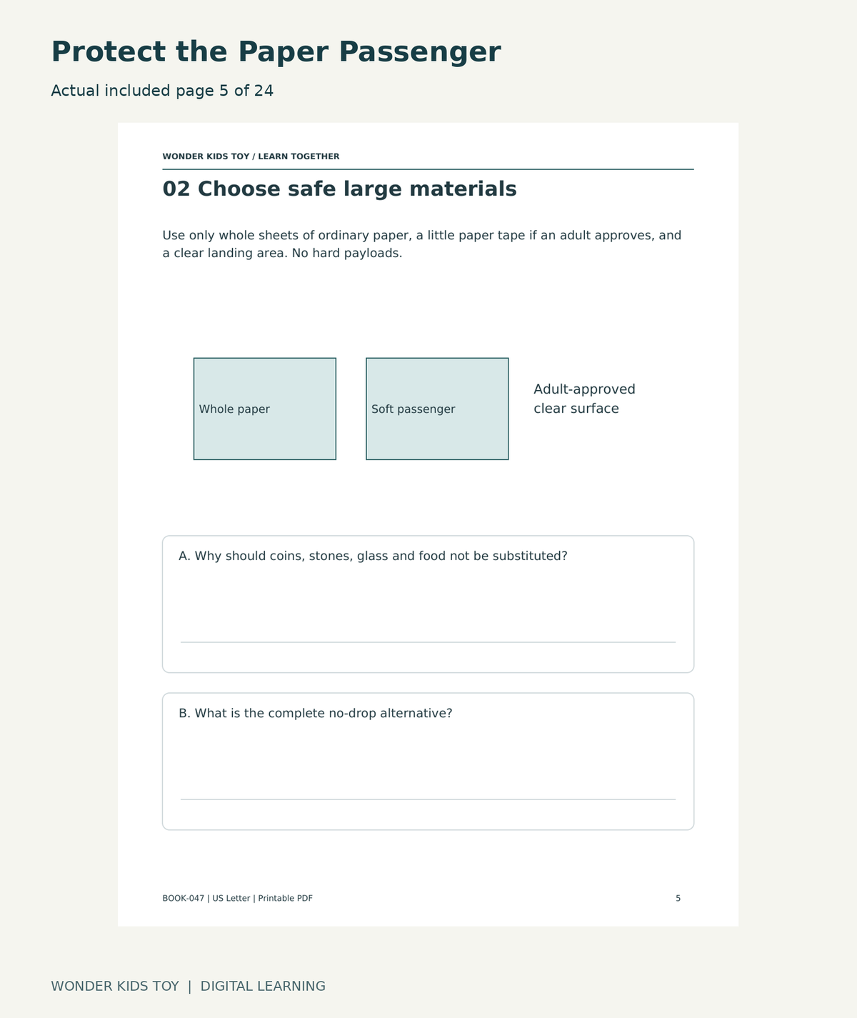 Protect the Paper Passenger: actual included PDF page 5 of 24