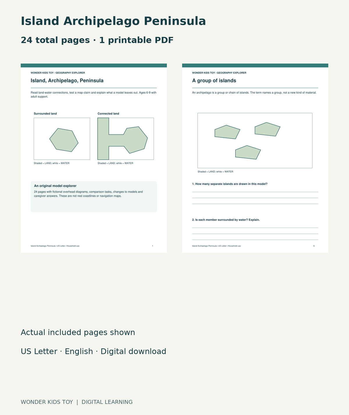 Island Archipelago Peninsula: actual included PDF cover and page 6, 24 total pages