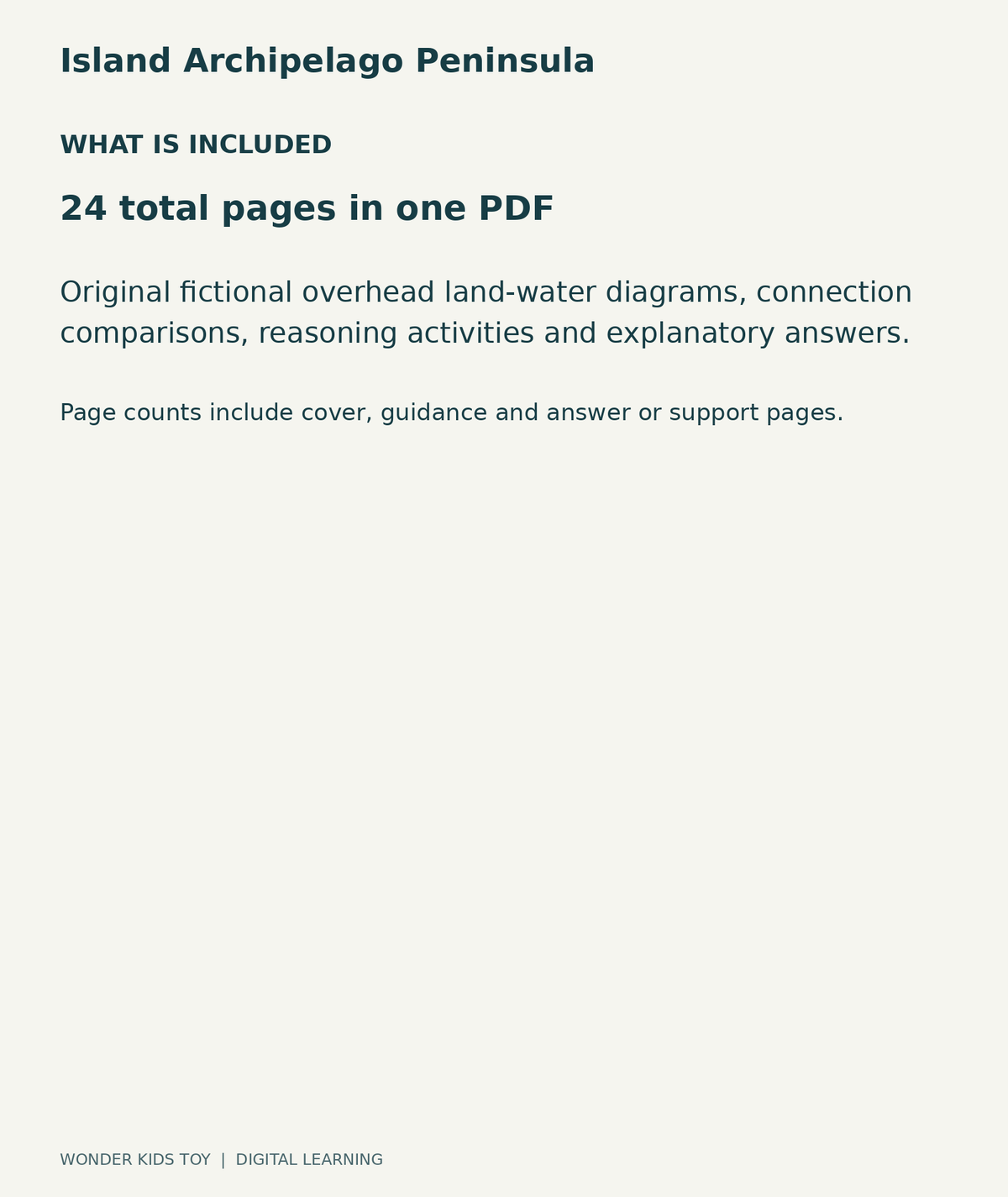 Island Archipelago Peninsula: contents overview, one PDF with 24 total pages
