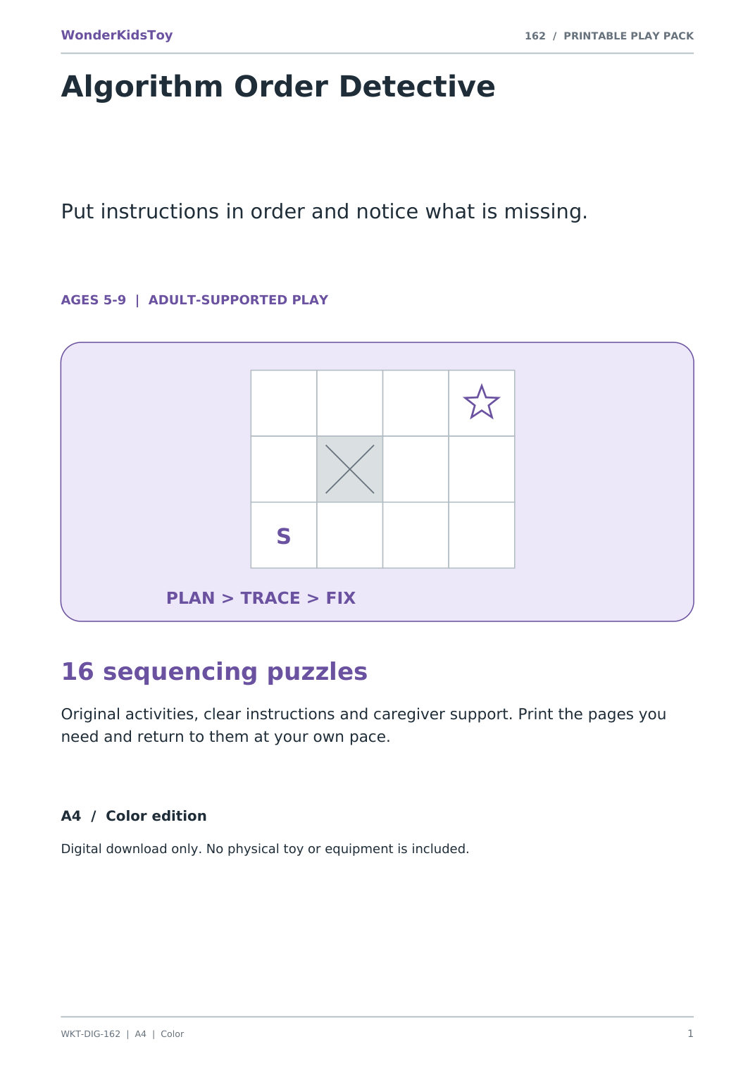 Algorithm Order Detective: printable PDF activity pack cover