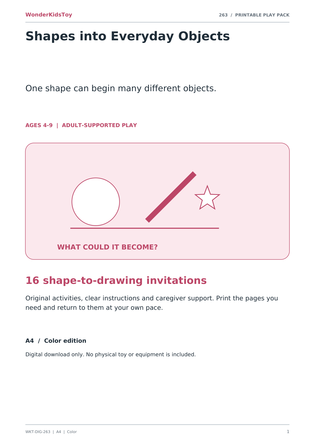Shapes into Everyday Objects: printable PDF activity pack cover