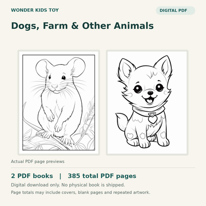 Dogs, Farm & Other Animals: actual PDF page previews, 2 PDF books, 385 total PDF pages. Digital download only.