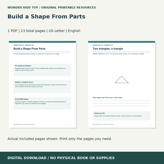 Build a Shape From Parts: actual included PDF previews, 23 total pages, US Letter digital download
