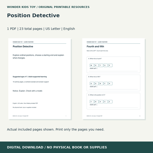 Position Detective: actual included PDF previews, 23 total pages, US Letter digital download