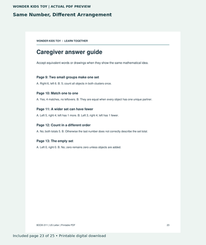 Same Number, Different Arrangement: actual included PDF page 23 of 25, readable interior preview