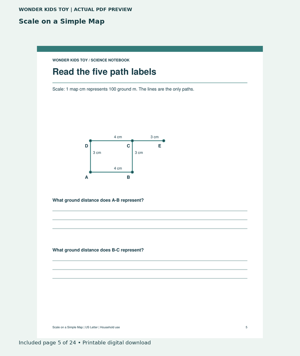 Scale on a Simple Map: actual included PDF page 5 of 24, readable interior preview