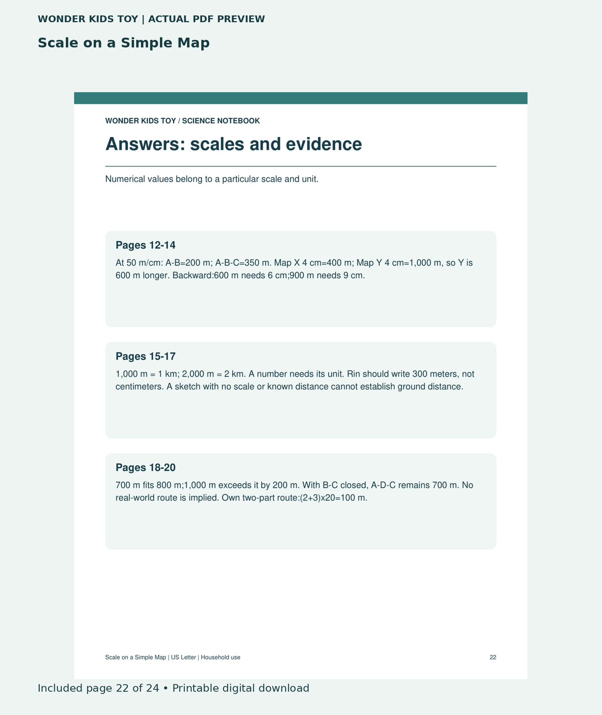 Scale on a Simple Map: actual included PDF page 22 of 24, readable interior preview
