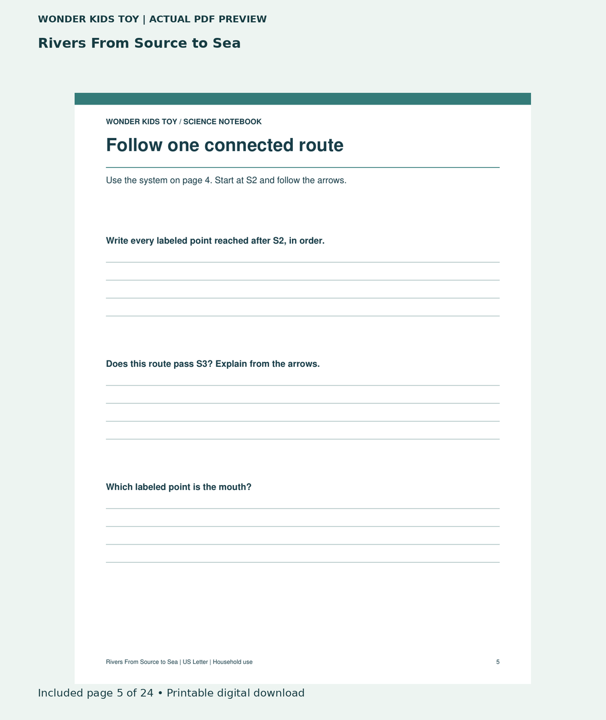 Rivers From Source to Sea: actual included PDF page 5 of 24, readable interior preview