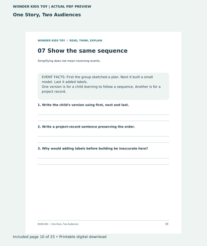 One Story, Two Audiences: actual included PDF page 10 of 25, readable interior preview