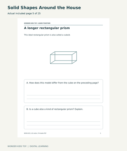 Solid Shapes Around the House: actual included PDF page 5 of 25