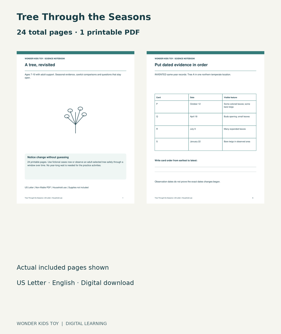 Tree Through the Seasons: actual included PDF cover and page 6, 24 total pages