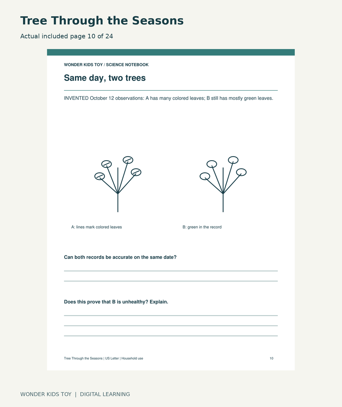 Tree Through the Seasons: actual included PDF page 10 of 24