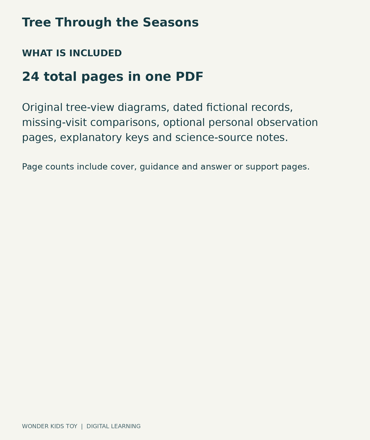 Tree Through the Seasons: contents overview, one PDF with 24 total pages