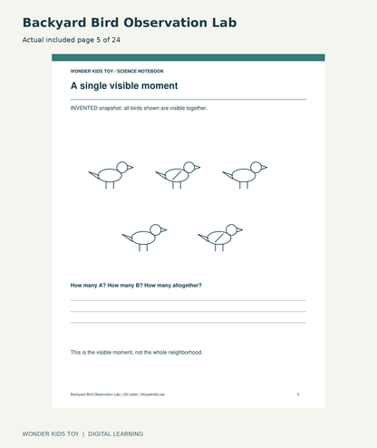 Backyard Bird Observation Lab: actual included PDF page 5 of 24