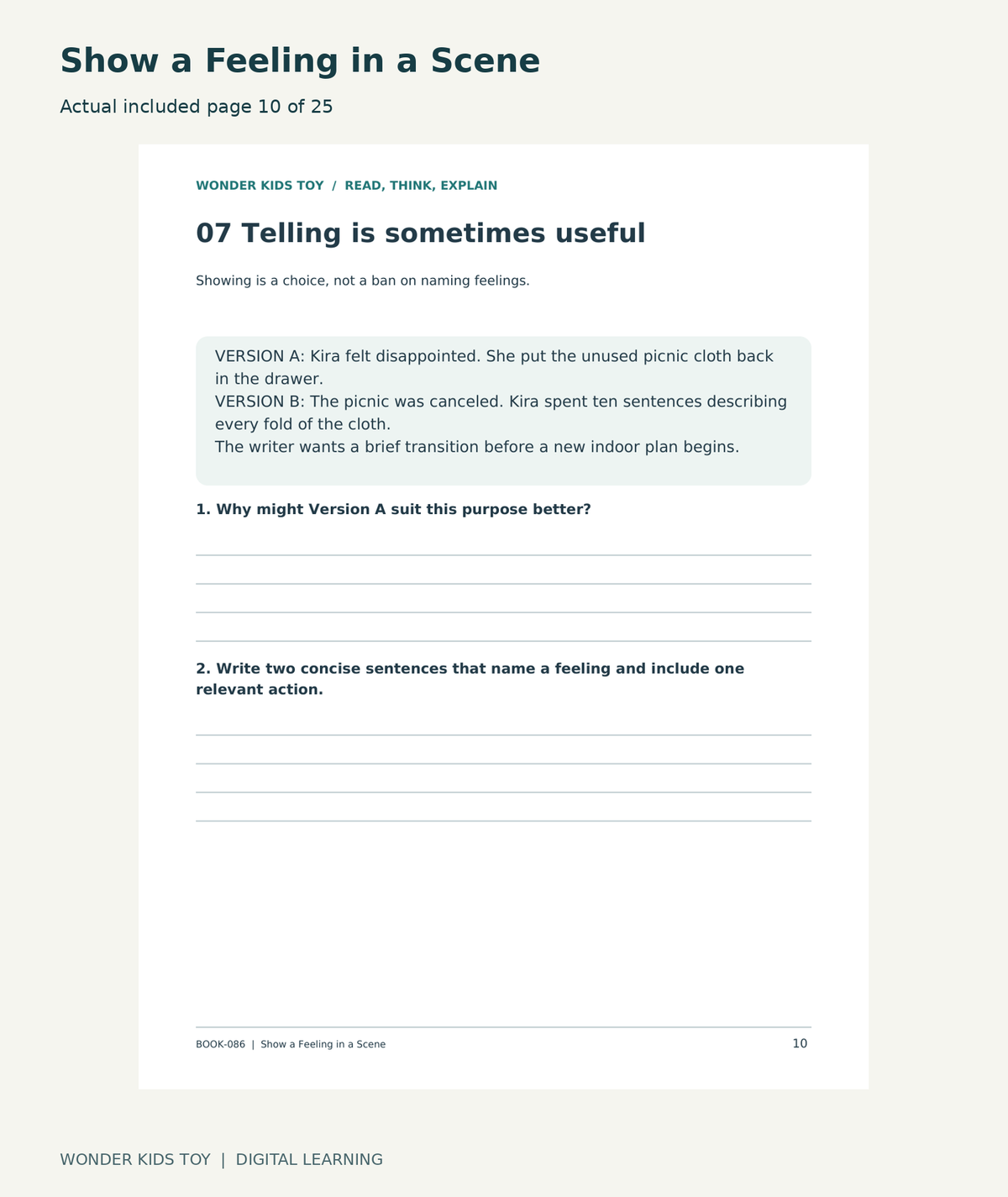 Show a Feeling in a Scene: actual included PDF page 10 of 25