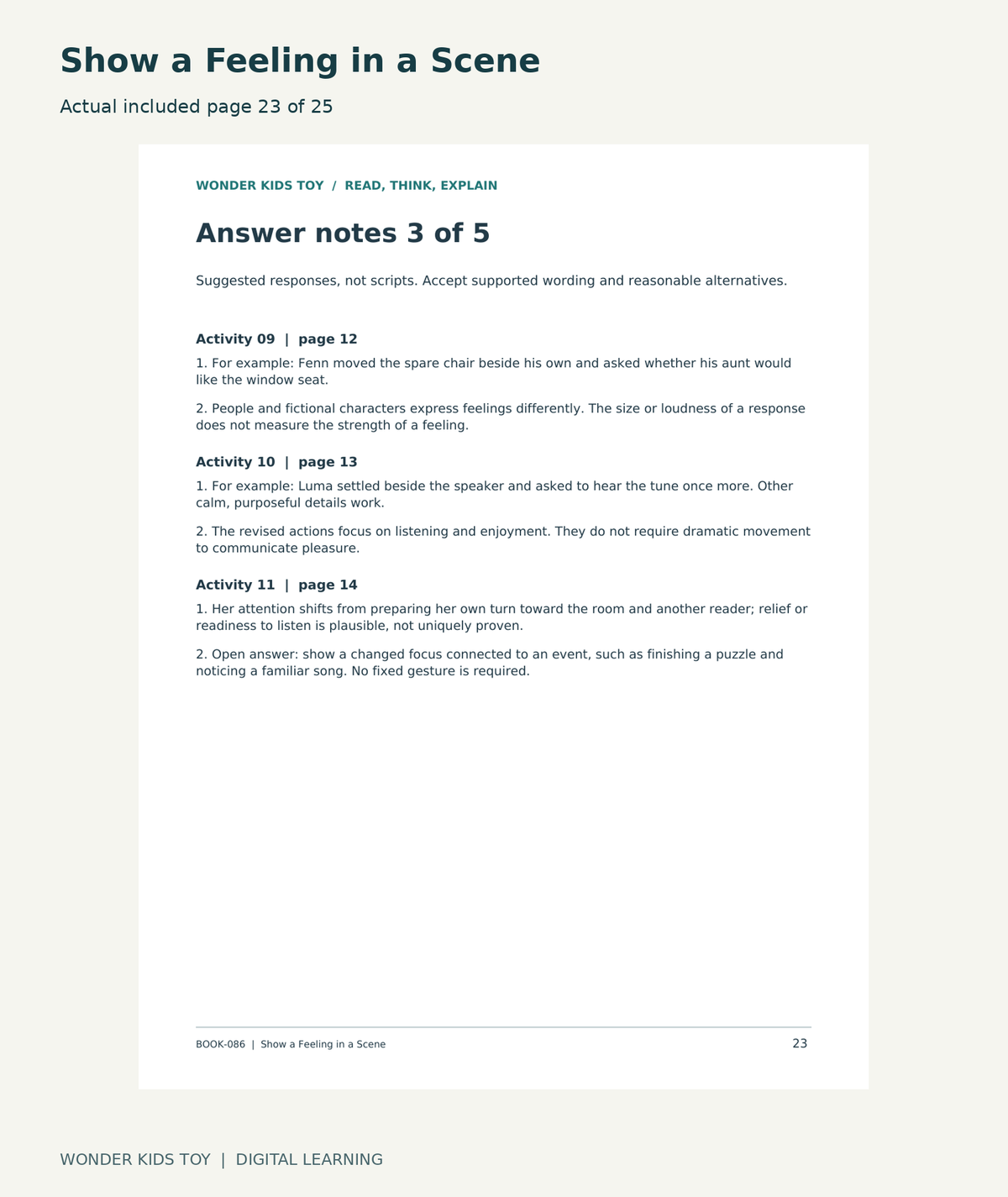 Show a Feeling in a Scene: actual included PDF page 23 of 25