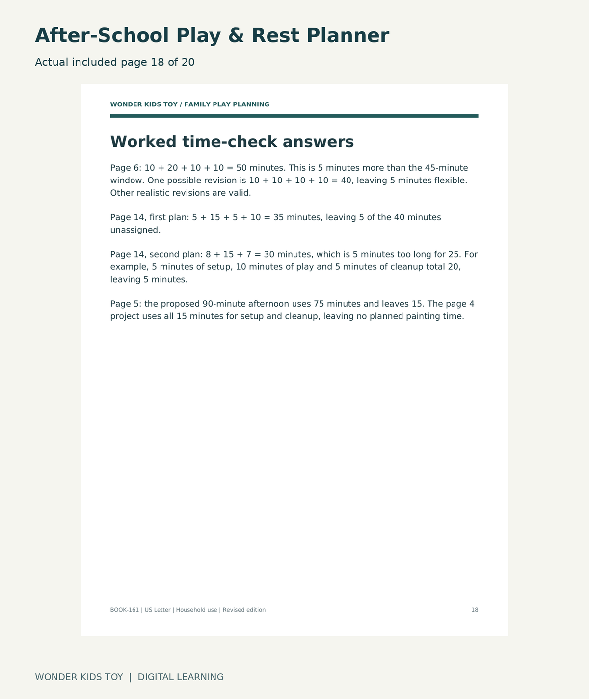 After-School Play & Rest Planner: actual included PDF page 18 of 20
