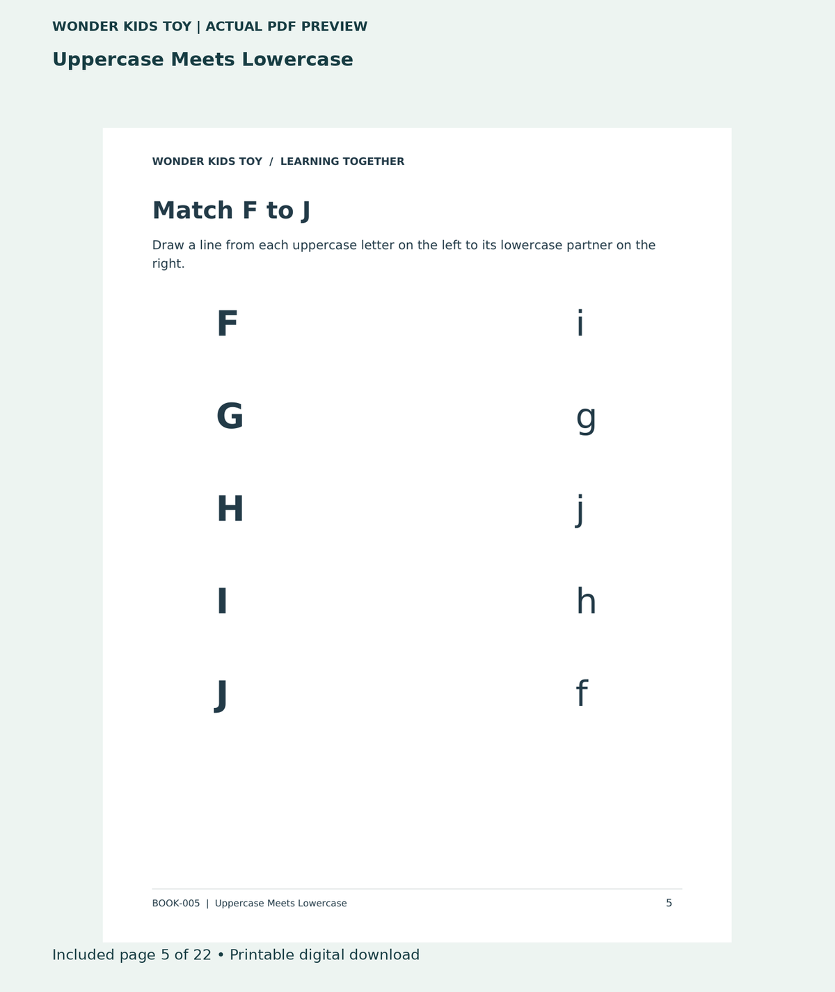 Uppercase Meets Lowercase: actual included PDF page 5 of 22, readable interior preview