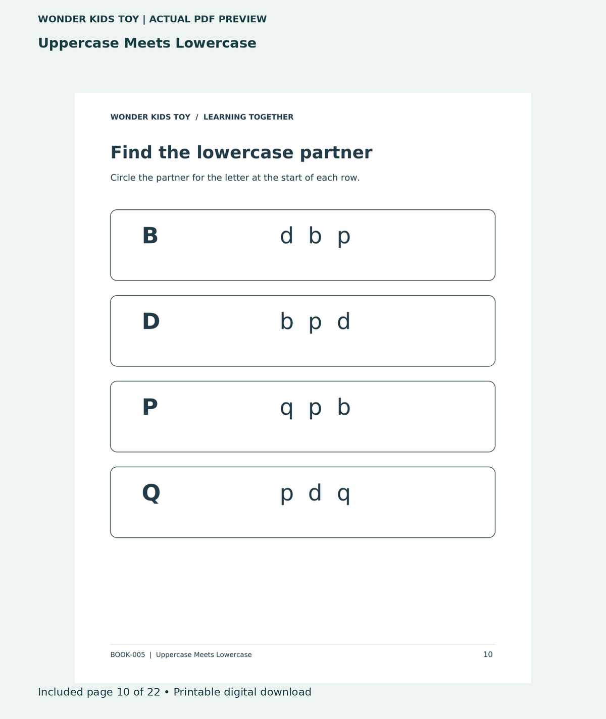 Uppercase Meets Lowercase: actual included PDF page 10 of 22, readable interior preview