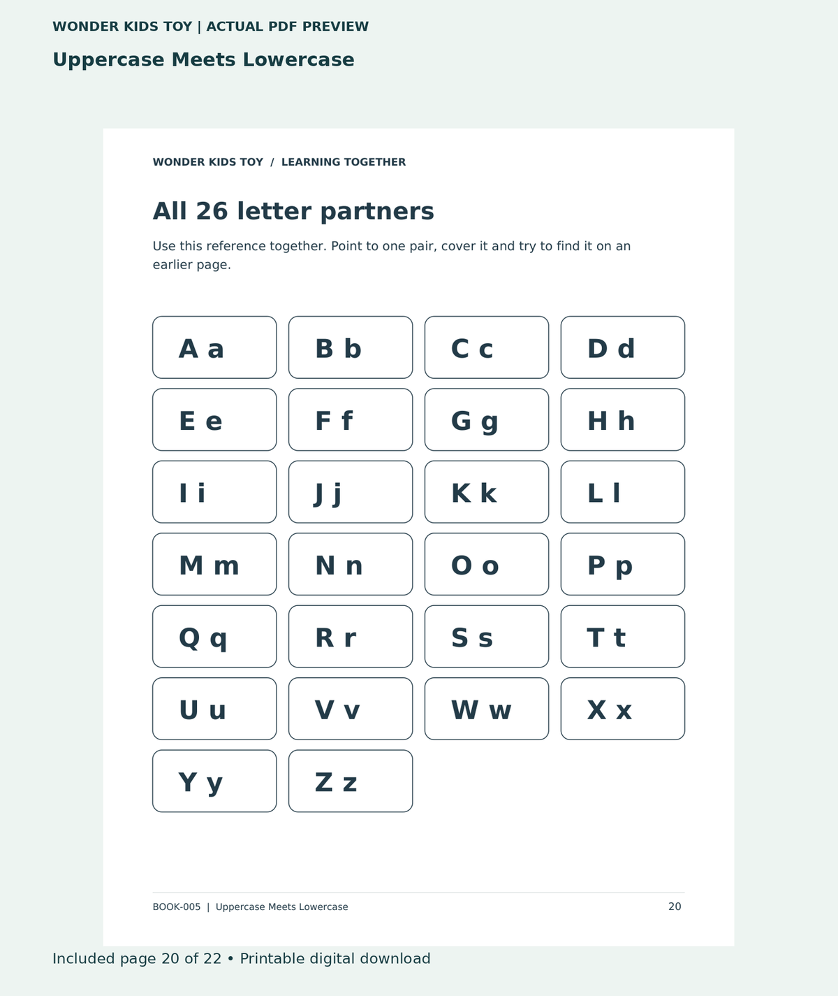 Uppercase Meets Lowercase: actual included PDF page 20 of 22, readable interior preview