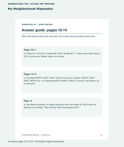 My Neighborhood Mapmaker: actual included PDF page 22 of 24, readable interior preview