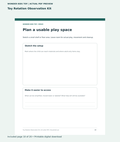 Toy Rotation Observation Kit: actual included PDF page 10 of 20, readable interior preview