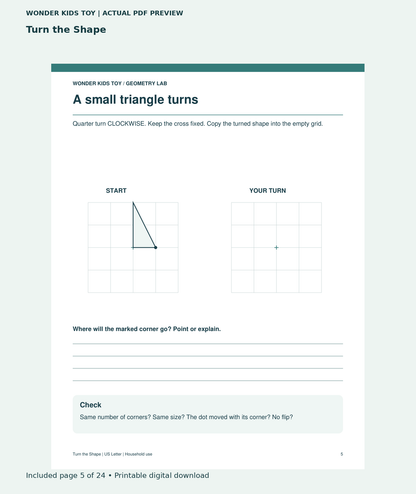 Turn the Shape: actual included PDF page 5 of 24, readable interior preview
